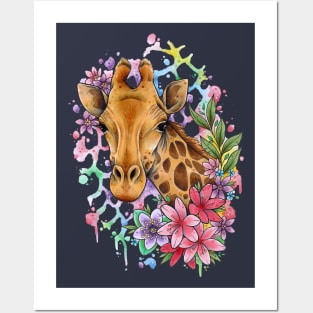 Color Splash Giraffe Design by Lorna Laine Posters and Art